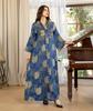 AB402 V-Neck Jacquard Beaded Dubai Dress - Women's Middle Eastern Muslim Robe