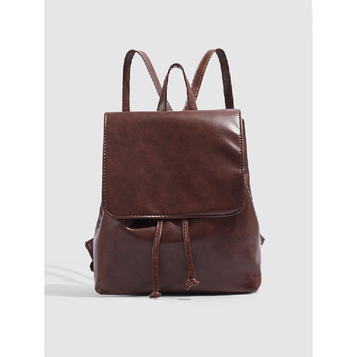 Винтажный рюкзак для женщин 2024 Новый модный трендовый рюкзак Студенческий Большой вместимости Маленький рюкзак Коричневый коричневый