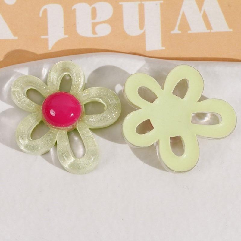 Colorful Hollow Flower Resin Crafts Cute Five-Petaled Flower Accessories Cute Hairpin Phone Cases Jewerly Decor Keychain