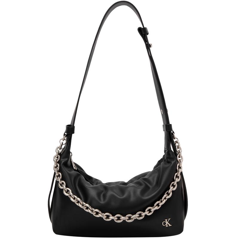 

Calvin Klein Trendy Minimalist Metal Letter Chain PVC Shoulder Bag Women bags Space-Black DH3573-001 Basic Set (Bag)