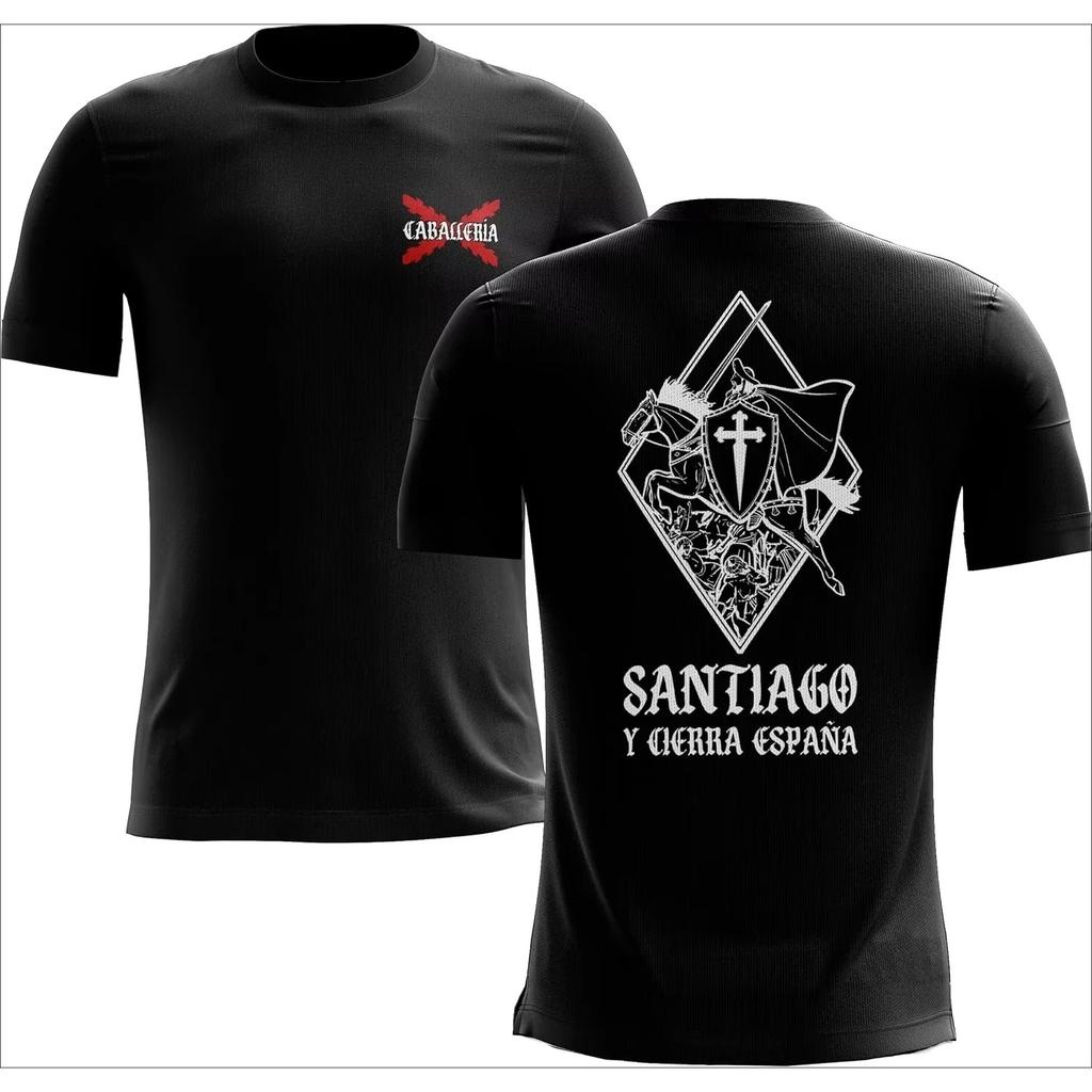Knight Templar Cross Santiago Spain Men Cotton TShirt Casual Sporty Hipster
