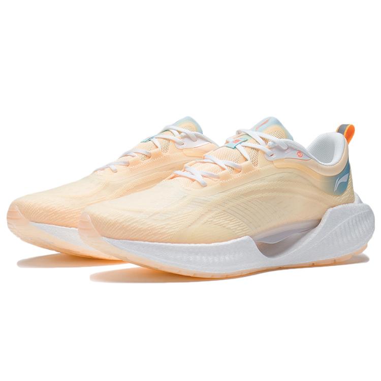 Li Ning Super Leve 19 Respirável e Leve Cano Baixo Tênis de Corrida Feminino Amarelo Leite Fluorescente ARBS002-20