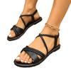 2025 Summer Women's Plus Size Elastic Band Slip-On Roman Sandals - Comfortable & Lightweight