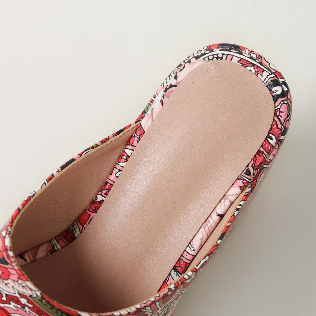 Krazing Pot Mules Polyurethane Spring Summer Size 43 Size 42 Summer Prints Skin Women Platform Women Peep Toe Slip On Sandals