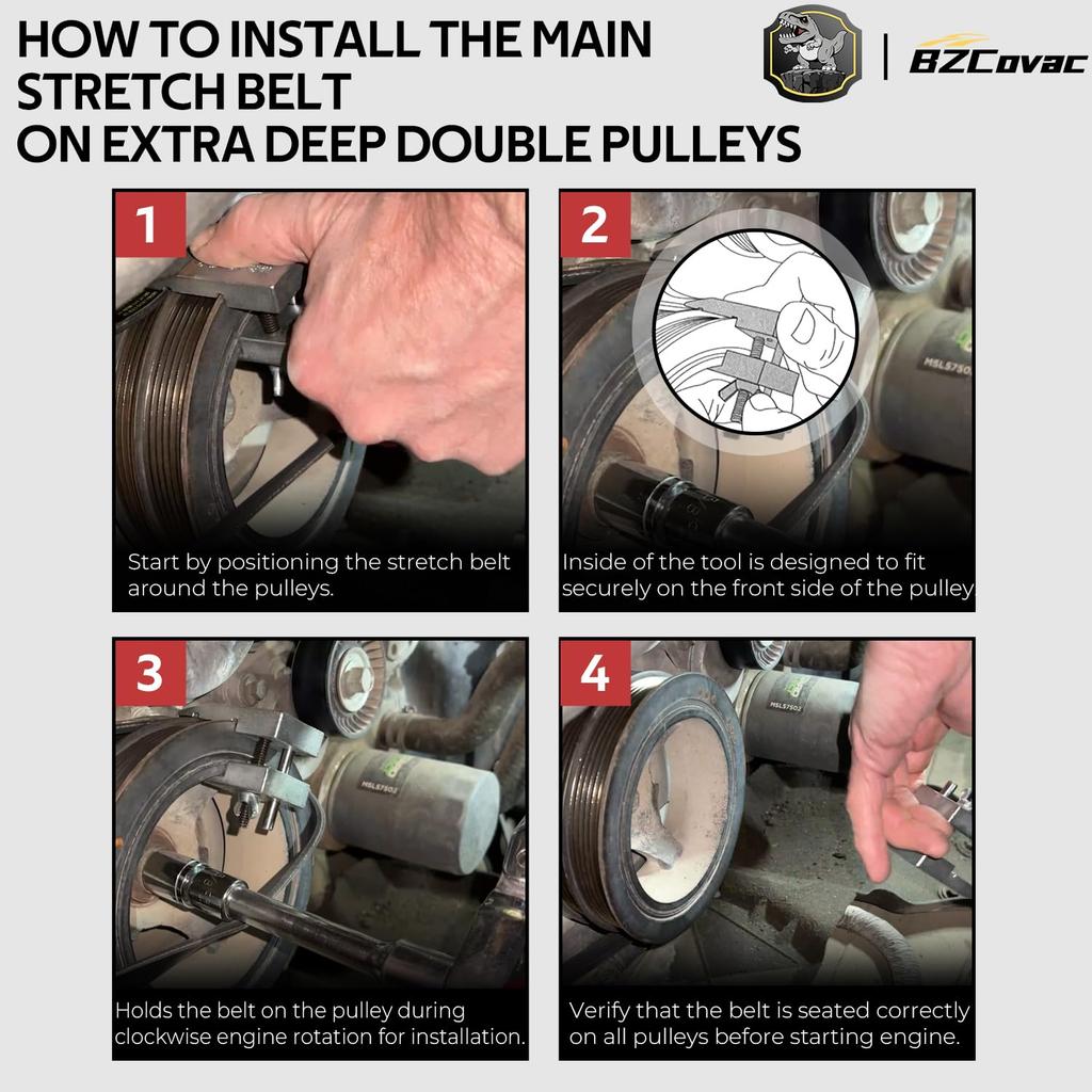 59350 Stretch Belt Taller For Extra-Deep Double Pulleys, Works On Ford 3.5L And 3.7L Engines, GM 5.3L And 6.2L Engines, Replaces 59560