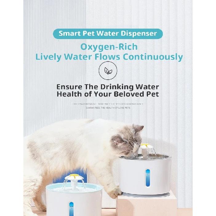 New 3.2L Stainless Steel Cat Water Fountain, USB Auto Smart Pet Drinking Fountain with Visual Water Window, Silent Pump for Cats