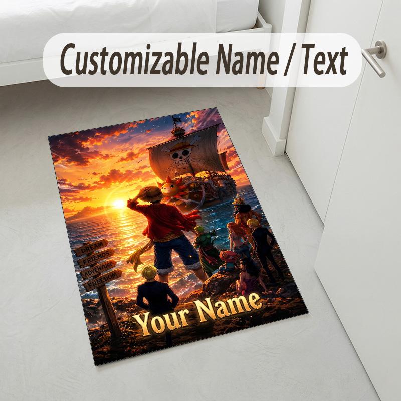 Personalized Crystal Velvet Carpet,One Piece Custom Printed Name, Plush Area Rug For Home Indoor Decor