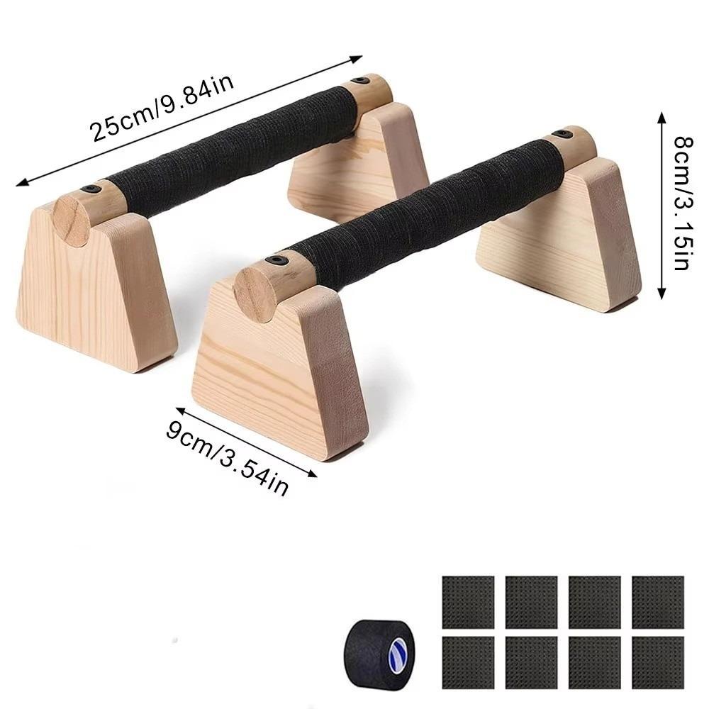 1 Pair Non-slip Wooden Push Up Bar Solid Wood Bracket Handstand Blocks  Floor Workout