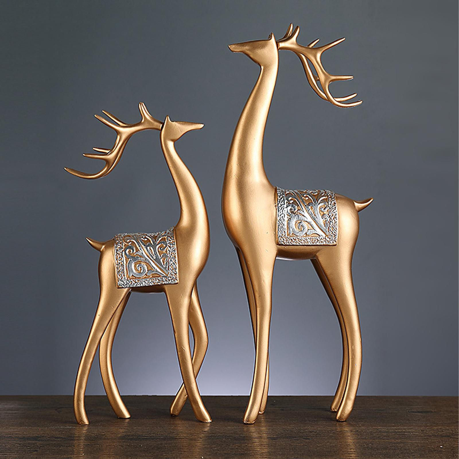 

2 шт. Скульптуры оленей, декоративные фигурки, современные креативные статуи животных, настольные украшения для золотой