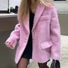 Women Winter Blazer Coat Turn Down Collar Warm Coat Turn Down Collar Fashion Design Blazer Feminino Tops Clothes