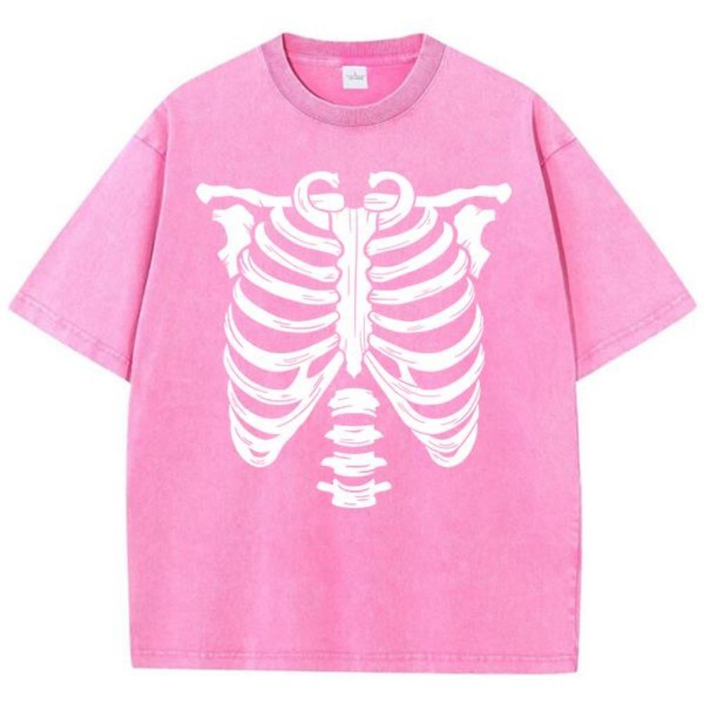 Skull Bone Pattern Design Print Tee Shirt Cotton Soft T Shirt Originality Breathable T-Shirts Art Fashion Short Sleeved