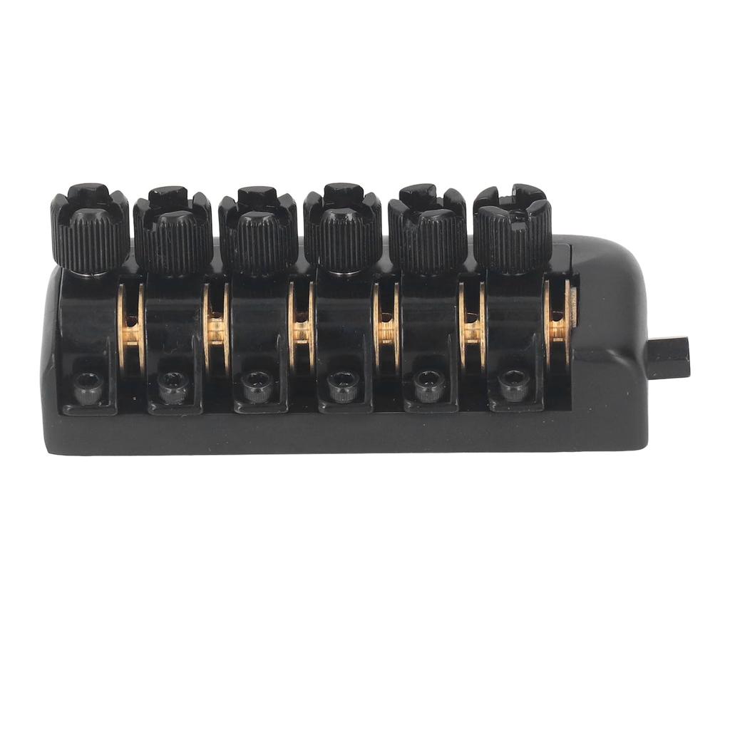 Walfront Headless Guitar Bridge Tailpiece 6-String Saddle Universal Accessory and String Lock Replacement Black