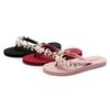 Women's Summer Pearl & Rhinestone Flat Heel Toe Cover Slippers
