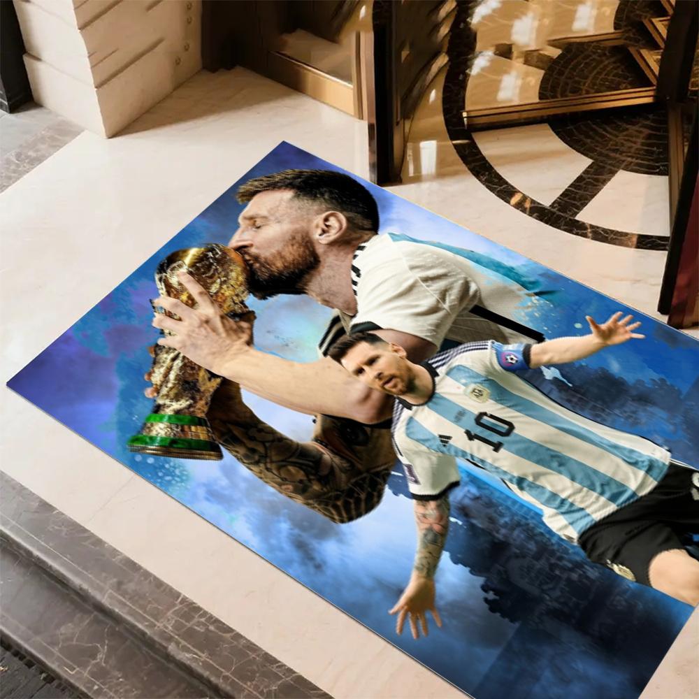 Lionel Messi World Cup Champion Floor Mat Suitable For Kitchen Dining Room Playrooms Hallway Antislip Carpet Office Home Decor Wedding Party Gift