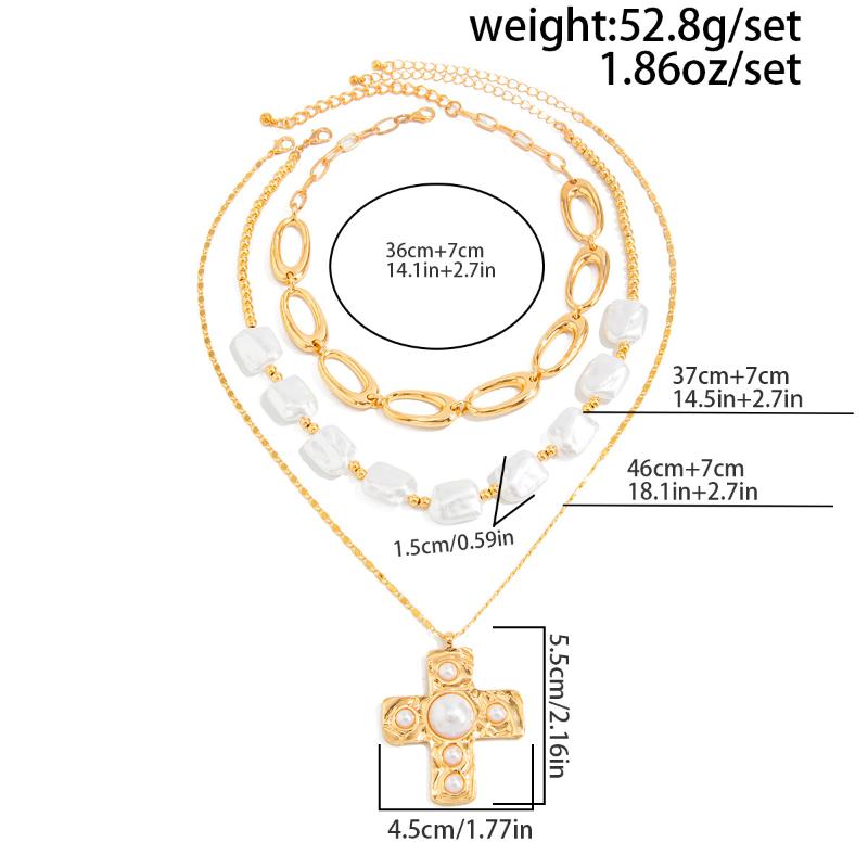 Bohemia Irregular Metal Hollow Square Pendant Necklace For Women Stackable Imitation Pearl Choker