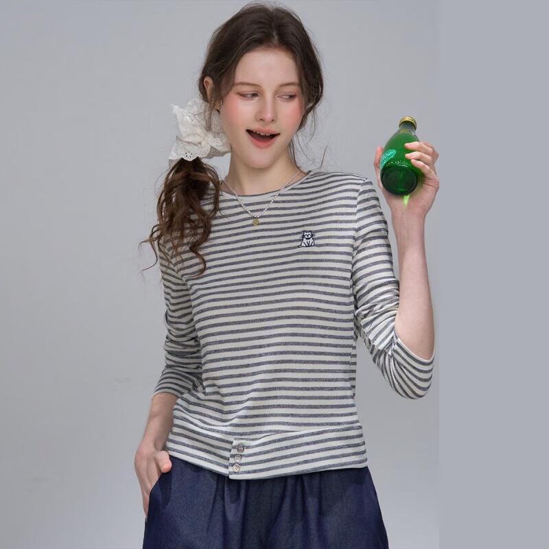 Women's French Style Striped Long-Sleeve Knit Top