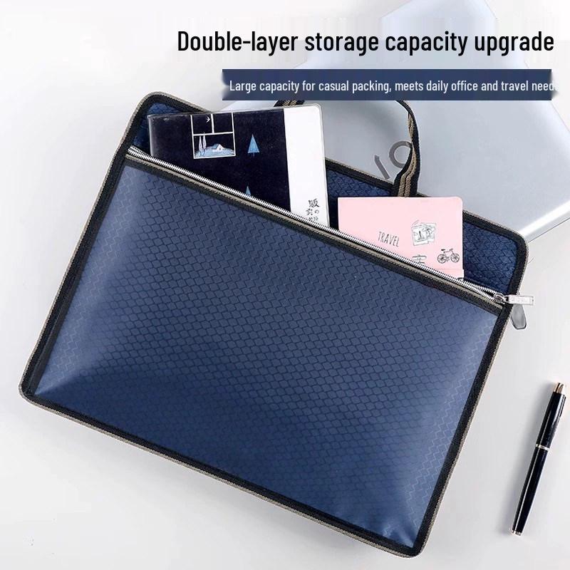 Customizable Zipper Briefcase: Document & Cigarette Case, Thickened Conference Handbag, with Printed Logo Capability.