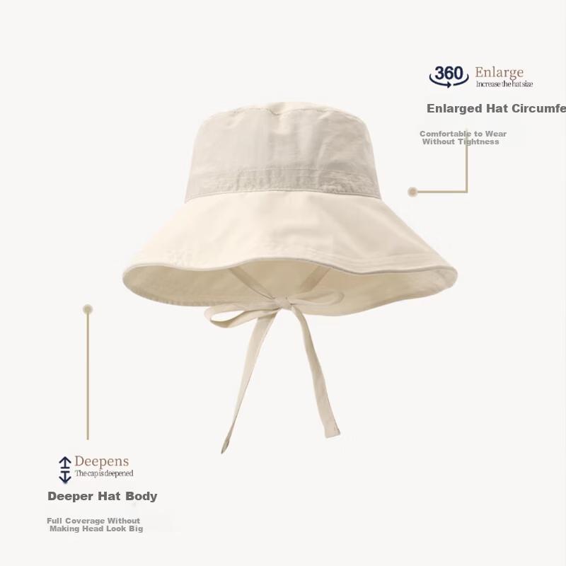 Xueqiman Women's Summer Sun Protection Hat Large Brim Sunshade Hat Face Slimming Natural Look UV Protection Quick-Dry Bucket Hat