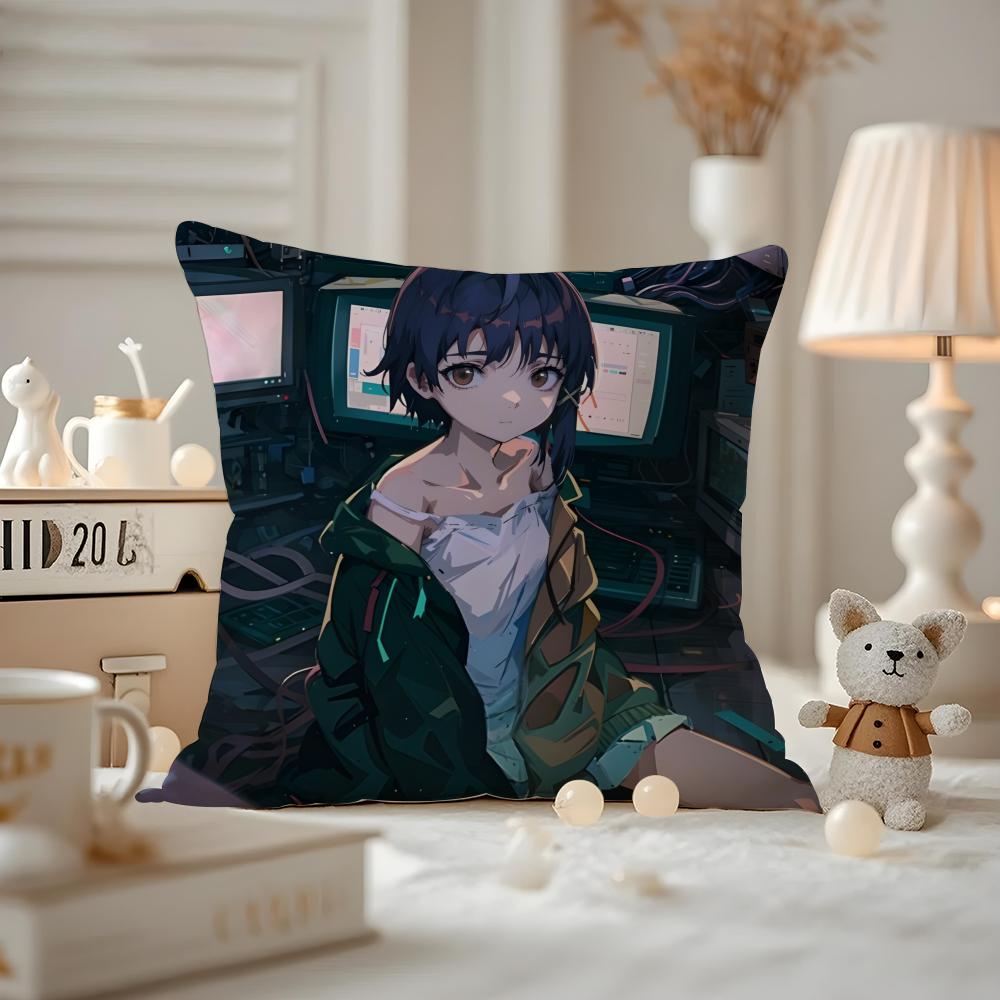 Anime EExperiments LLain Kissenbezug Milbendichter Kissenbezug Versteckter Reißverschluss seidiger kurzer Plüsch Sofakissenbezug