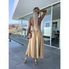 Women's Summer Fashion Socialite Deep V Cutout Slit Halter Dress Dress