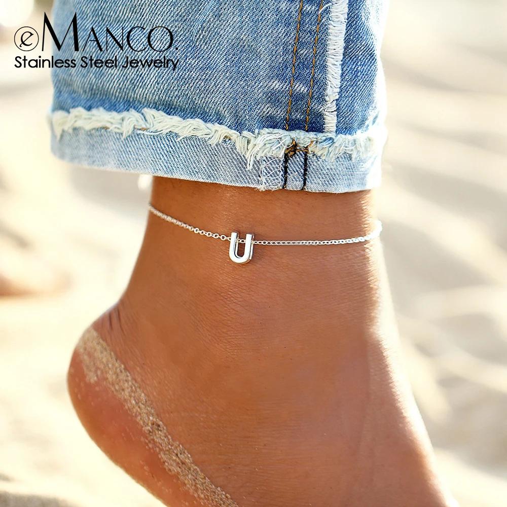 EManco Women s Classic Dropshipping Initials DIY Stainless Steel Gold Plated Alphabet Anklets Accessories Fashion Gift 48 Hour CDJP001 - Y