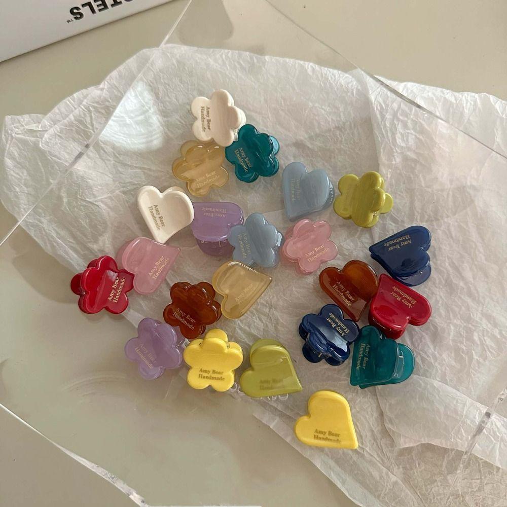 Acetic Acid Hairpin Flower Hair Clip Love Acetate Mini Hair Claw Sweet Heart Hair Clip  Girls