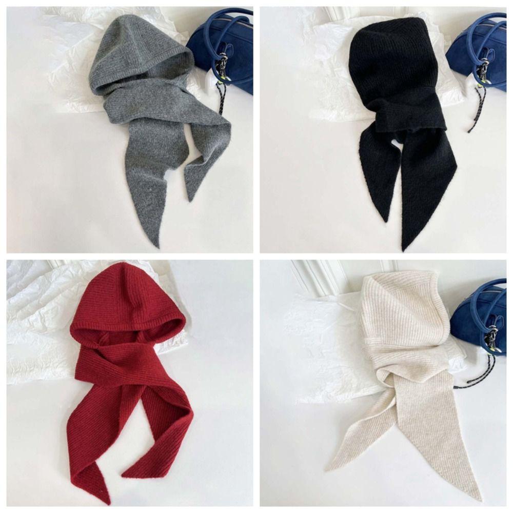 Soft Neck Collar Beanies Cap Triangular Winter Neckerchief Hat Versatile Knitted Hooded Cap  Warmer
