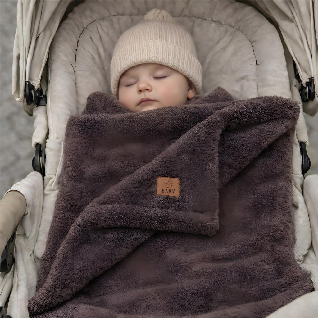 Warm Baby Blanket 90X100 Double Layer For Stroller Crib Brown