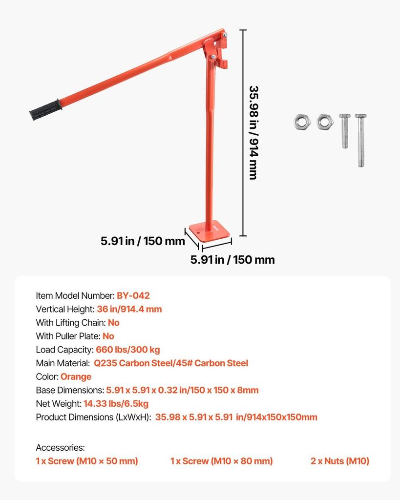 91.4 cm T Post Puller, Heavy Duty Steel Fence Post Puller, 300 kg Load Capacity, Labor-Saving T-Post Remover Tool for Round Fence Posts, Sign Posts &