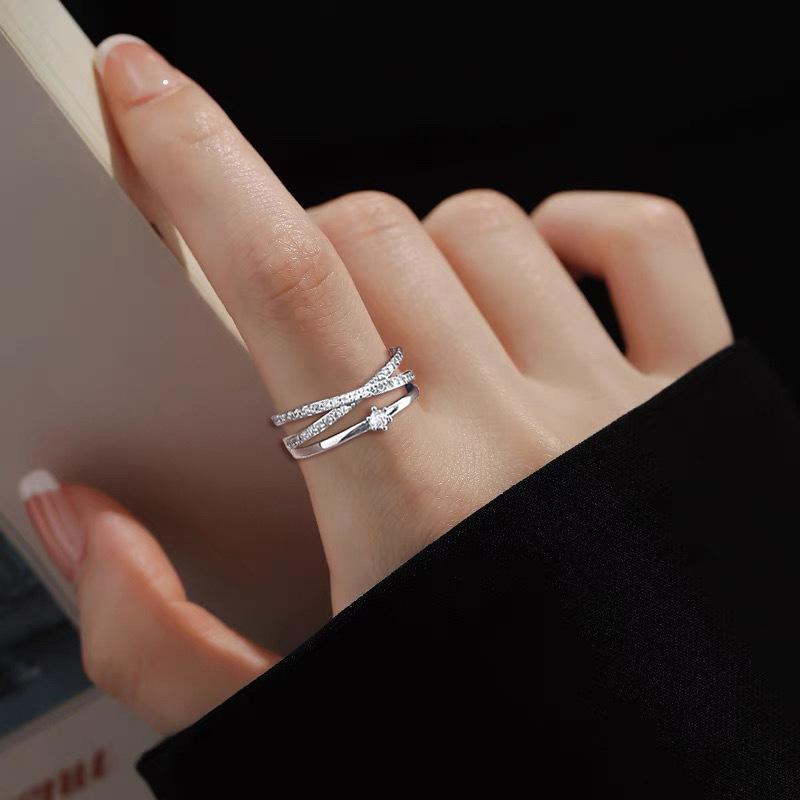 925 Sterling Silver Zircon Adjustable Engagement Rings For Women Wedding Elegant Jewelry Ladies Accessories Gifts