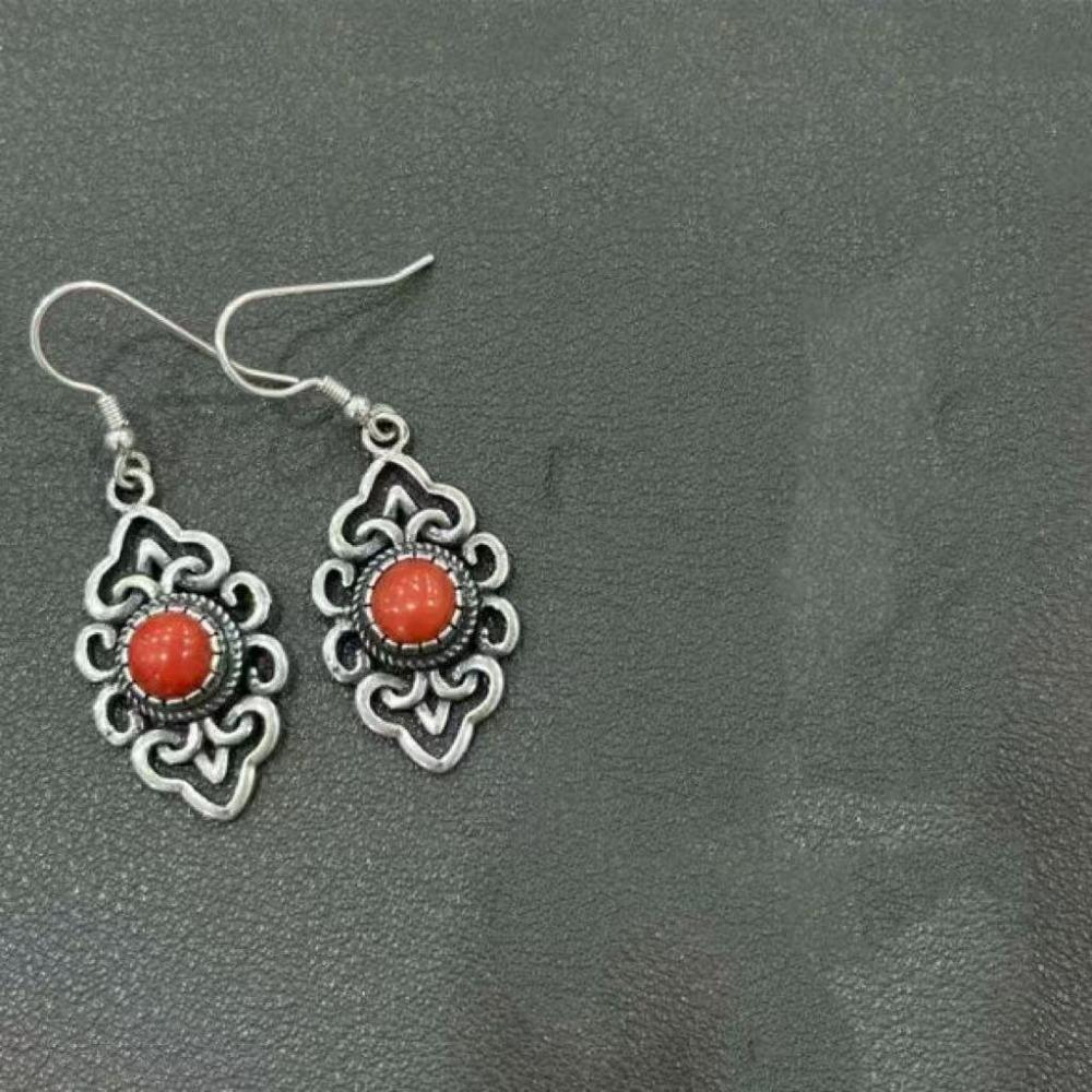 Retro Tibetan Earrings Ethnic Style Versatile Nepalese Niche Earrings Jewelry Stud Earrings Women
