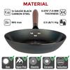 YOSUKATA 10 1/4-inch Carbon Steel Frying Pan ? Non-Toxic Pre-Seasoned Skillet with Removable Wooden Handle ? Coating-Free Wok-Style Pan for Gas, Induc