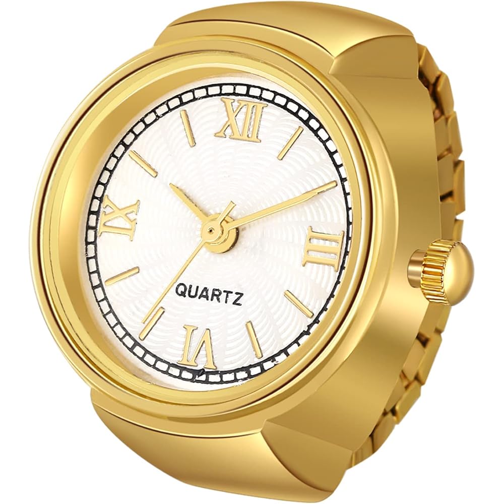 Jewelrywe Ring Watch Stylish Numeric Dial Gold Accessory for Men and Women