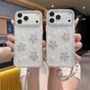 Luxury Fairy Glitter Rhinestone Flower Phone Case for iPhone 17 Pro Max 16 15 14 13 Coquette Pearl Hand Strap Protection Cover