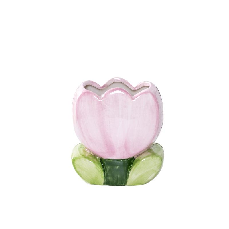 Flower Pen Holder Ceramic Desktop Decoration Cute Girl Desk Office Storage Box Stationery Shelf Storage Tank
