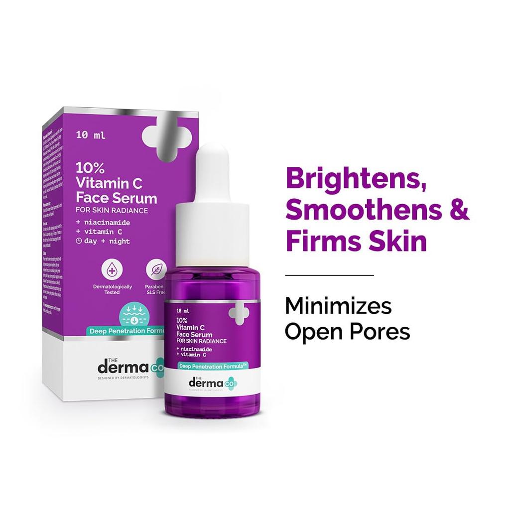 The Derma Co 10% Vitamin C Face Serum with 5% Niacinamide for Brightening & Dark Spot Reduction 10 Ml
