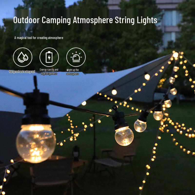 Solar G50 Globe String Lights: Waterproof Remote-Controlled Outdoor Fairy Lights for Camping, Awning, Tent, and Courtyard.