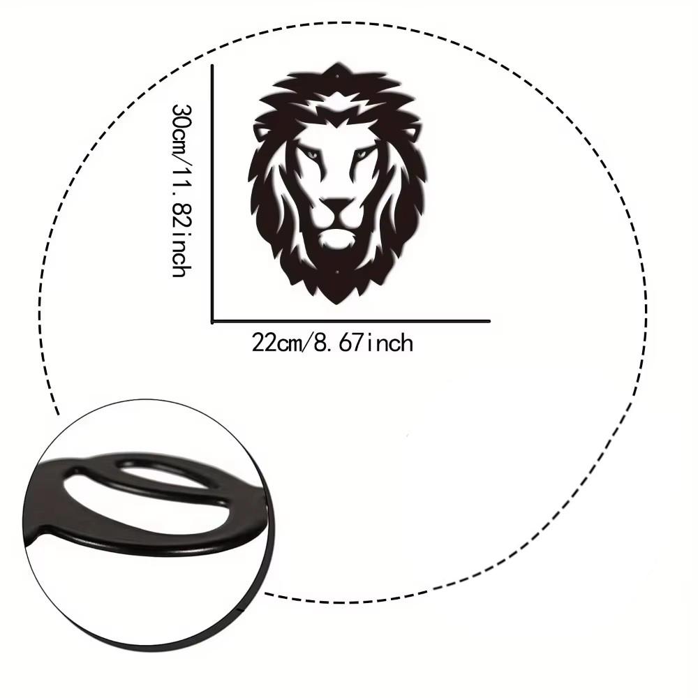 Geometryczny Lew Metalowa Sztuka Ścienna Czarny Design Głowy Lwa Gotycki Metalowy Znak Ścienny Stylowy Wystrój Biura i Dzikich Zwierząt Unikalna Sztuka Ścienna