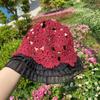 Fashion Woman Lace Knit Hollow Bucket Hats Crochet Thread   Flower Cute Girls' Sweet Romance Sunshade Knitted Breathable Hats