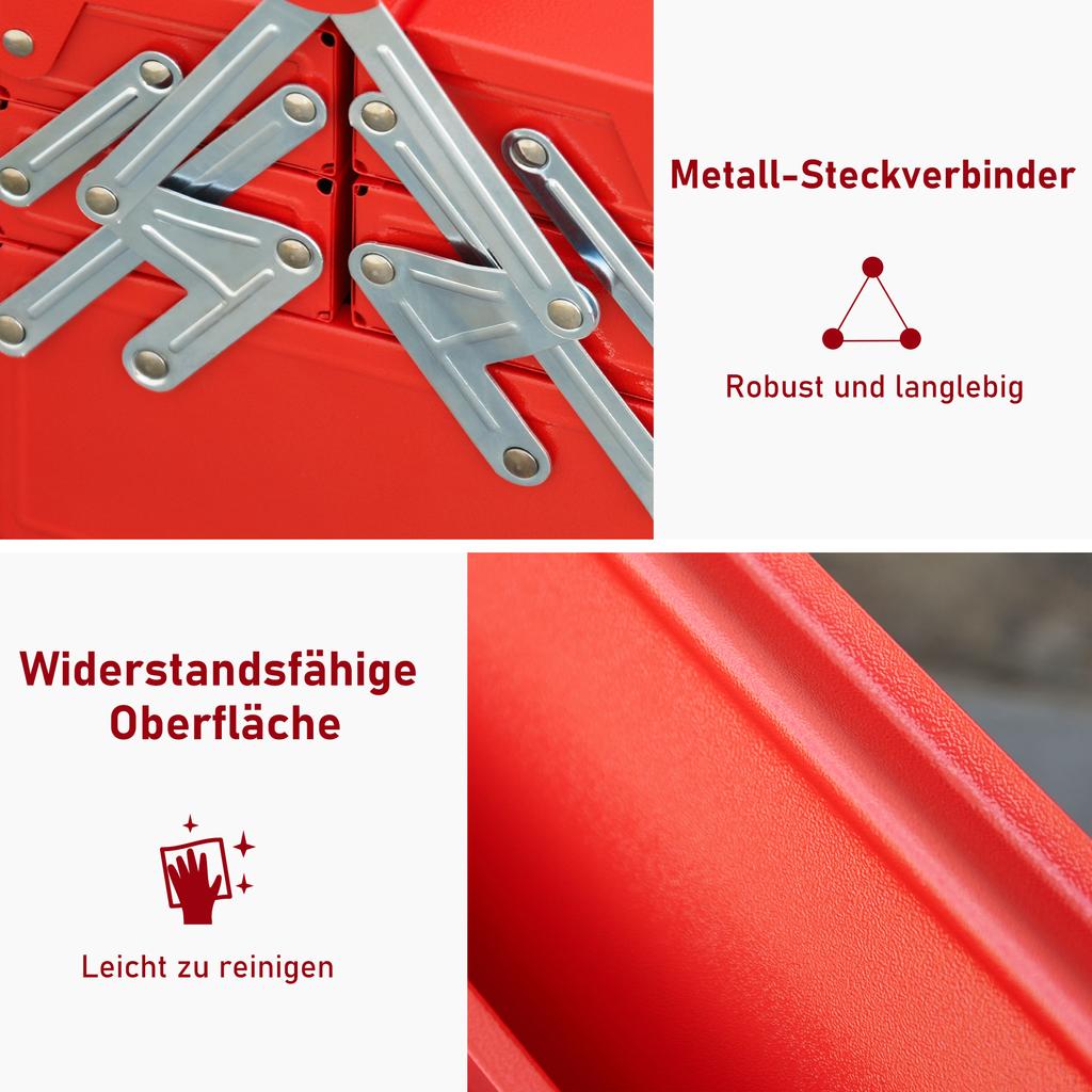 Hinged Steel Tool Chest with 5 Compartments, 56x20x41 cm, Red