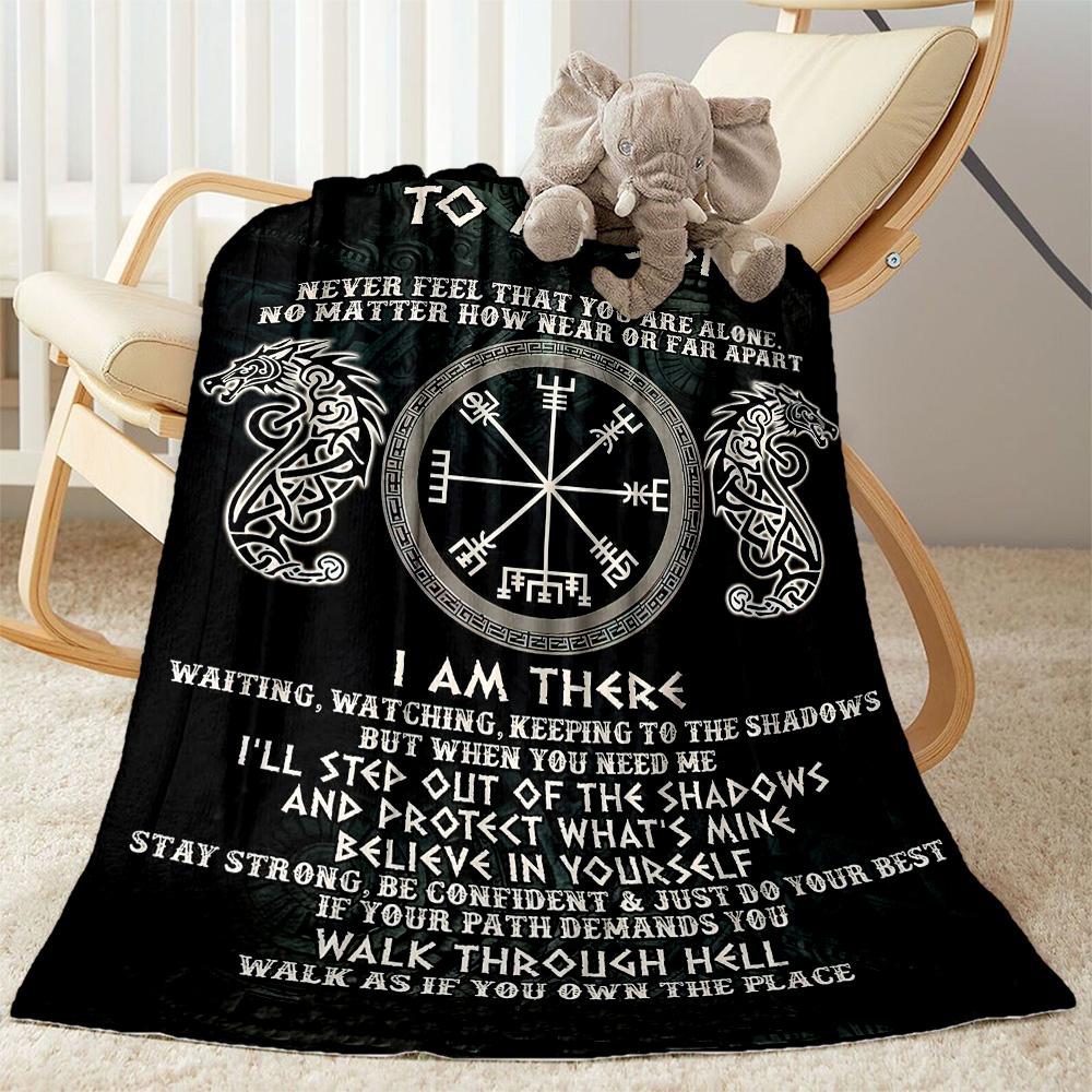 Viking Compass And Wolves Blankets Are Suitable for Living Rooms,making Them an Ideal Choice for Outdoor Travel and Gifts.