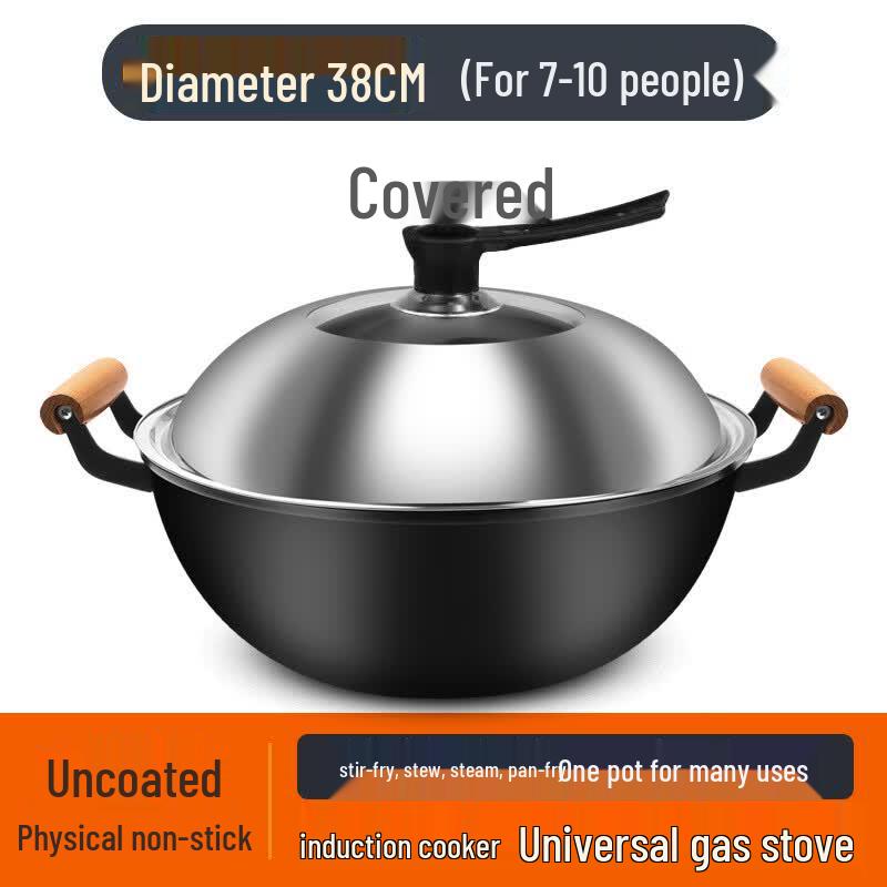Zijin He s Thickened Refined Iron Double-Handle Wok