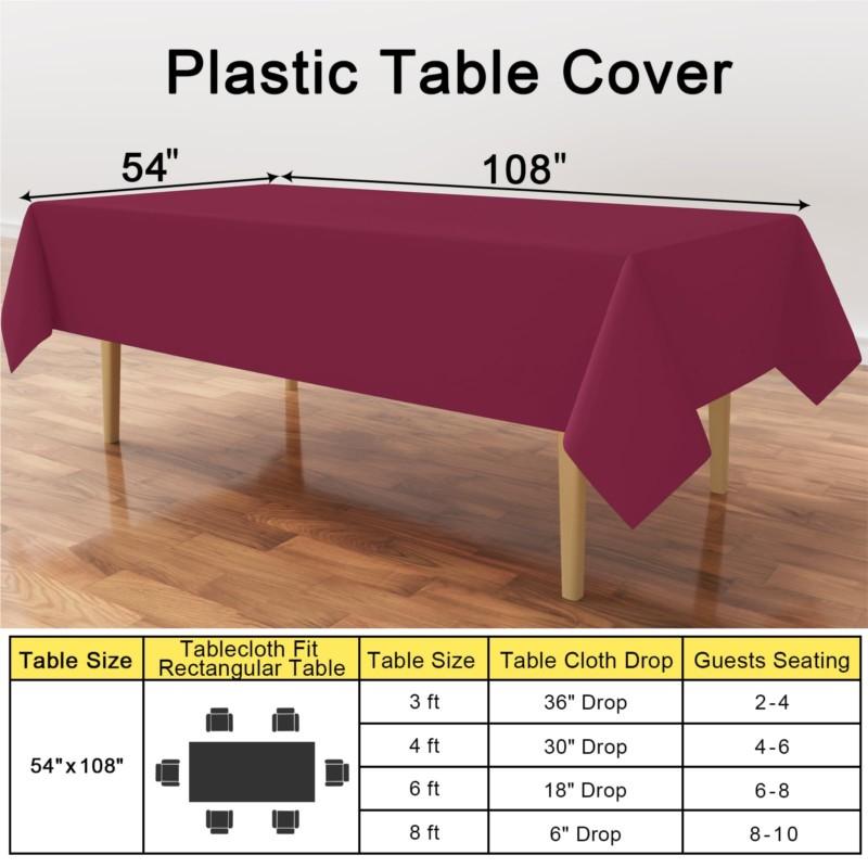 Homaxy Versatile Disposable Table Cloth  Plastic Waterproof Tablecloth Decorative Rectangle Table Covers of Party Camping Picnic