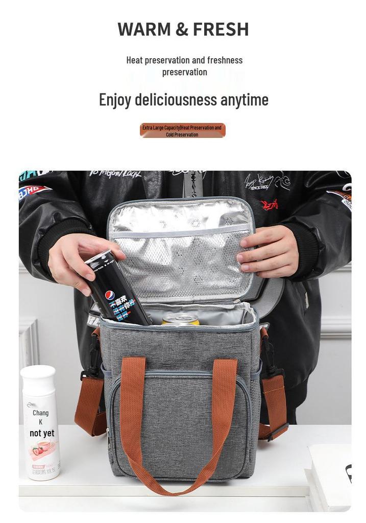 Insulated Large Capacity Tote Lunch Bag and Outdoor Picnic Crossbody Bag