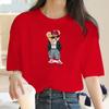 Womens Hip Hop Bear Print T-Shirt Y2K Cartoon Print Clothing Fashion Print T-Shirt Womens T-Shirt