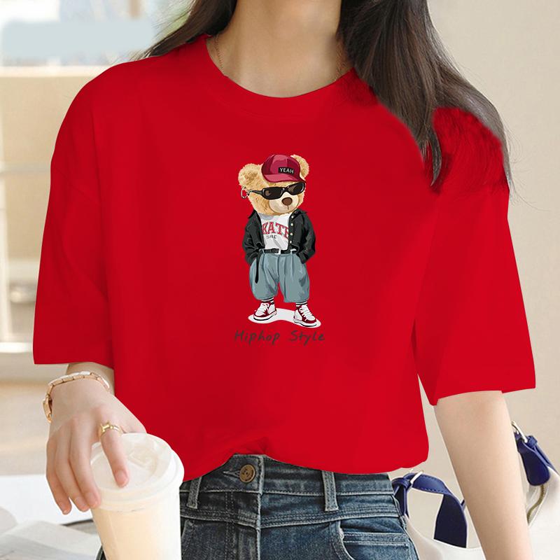 

Женская футболка в стиле хип-хоп с принтом медведя Y2K, одежда с мультяшным принтом, модная футболка с принтом, женская футболка XXXXL