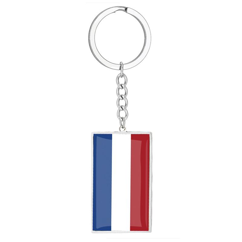 Stainless Steel Epoxy Canada Australia Flag Keychains Rectangle National Flag Pendant Car Key Chain