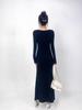 Elegant German Velvet V-Neck A-Line Flared Sleeve Evening Dress - Warm, Fashionable, Versatile Style.