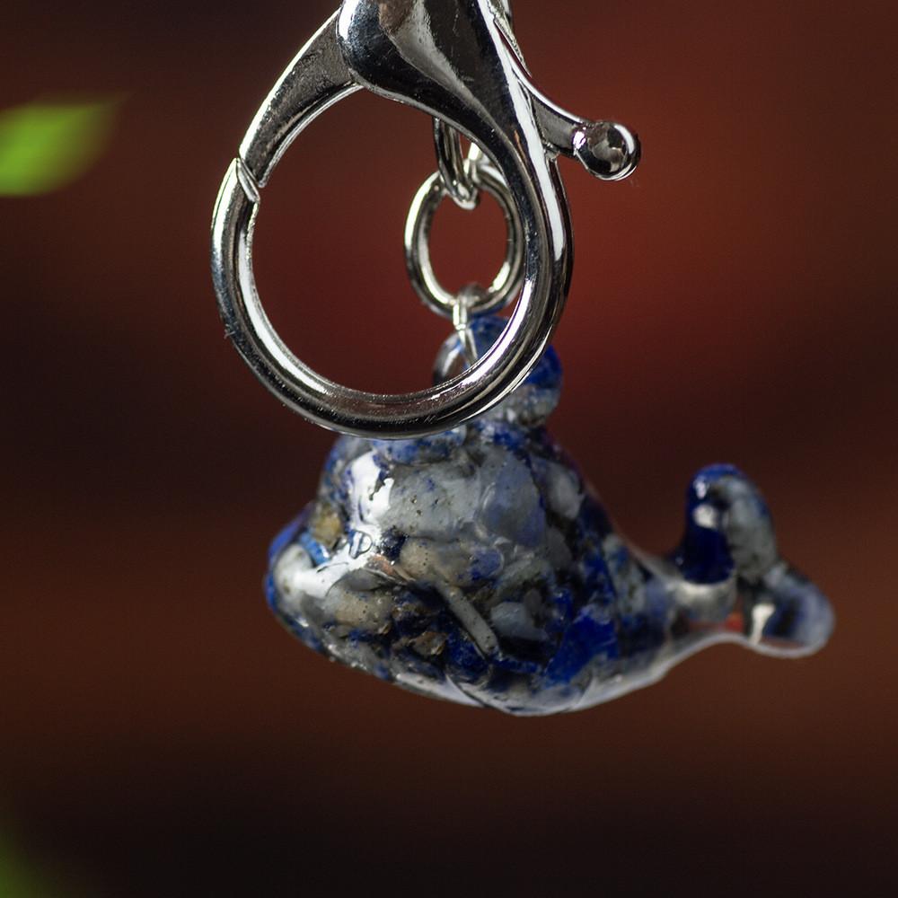 Animal Dolphin Keychain With Resin Encased Natural Crystal Decor Gift For Holidays