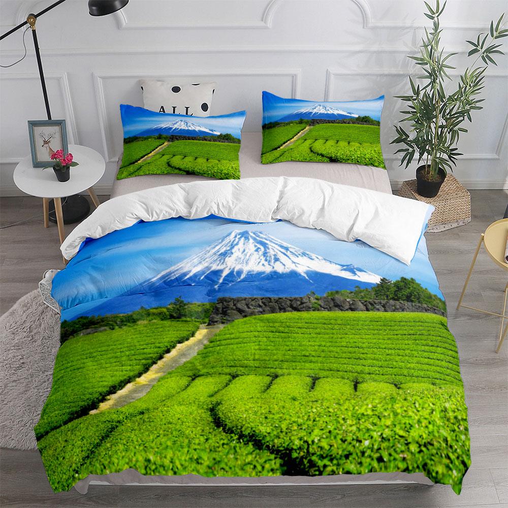 Green Landscape Customized Duvet Cover Set King Queen Double Full Twin Single Size Bed Linen Set